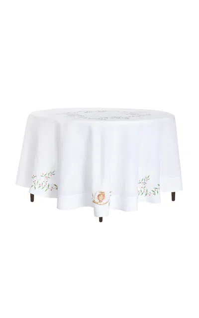Moda Domus Hand-painted And Emboirdered Linen Tablecloth In Multi