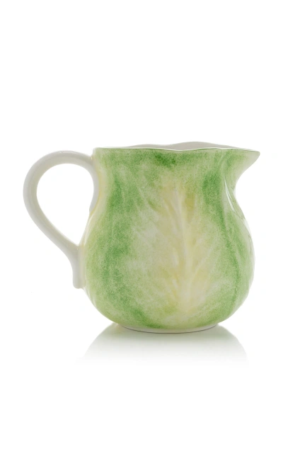 Moda Domus Handcrafted Ceramic Cabbage Pitcher In Green