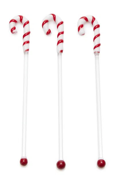 Moda Domus Handmade Glass Christmasmas Cocktail Stirrers In Multi