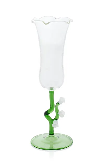 Moda Domus Lily Of The Valley Fluted Champagne Glass In Green