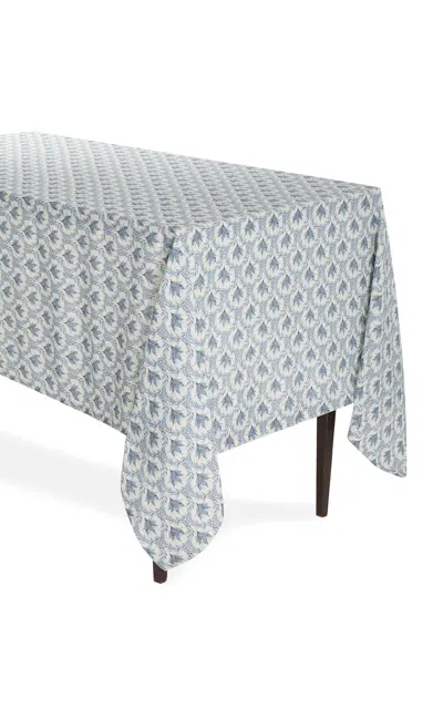 Moda Domus Lily Of The Valley Printed Linen Tablecloth In Blue