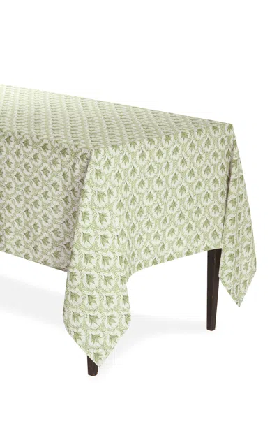 Moda Domus Lily Of The Valley Printed Linen Tablecloth In Green