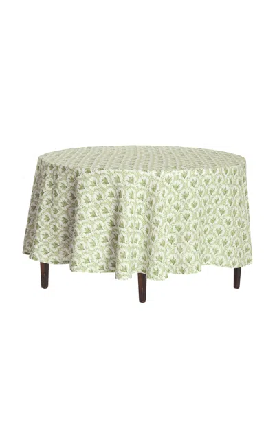 Moda Domus Lily Of The Valley Printed Linen Tablecloth In Green