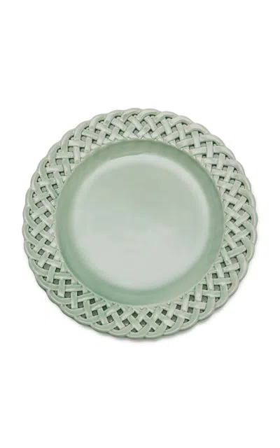 Moda Domus Hopenwork Creamware Dessert Plate In Green