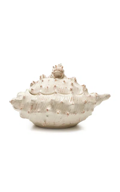 Moda Domus Riviera Shell Ceramic Soup Tureen In White