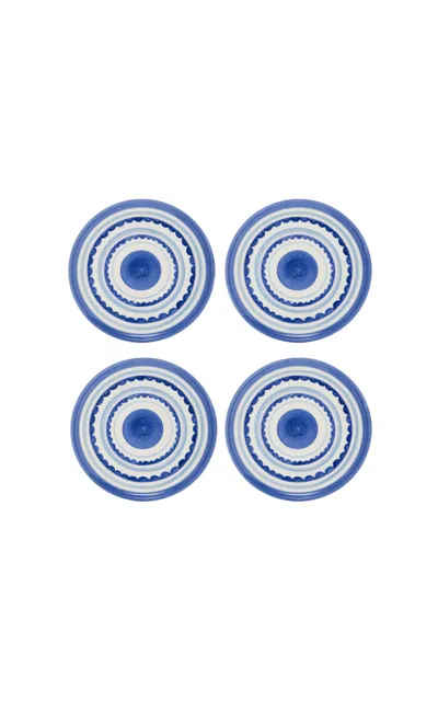 Moda Domus Set-of-four Amalfi Coast Ceramic Dessert Plates In Blue