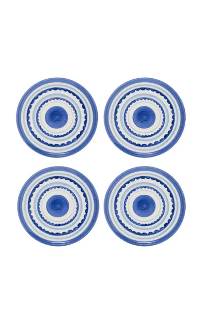 Moda Domus Set-of-four Amalfi Coast Ceramic Dinner Plates In Blue