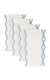 Moda Domus Set-of-four Handcrafted Linen Cocktail Napkins In Blue
