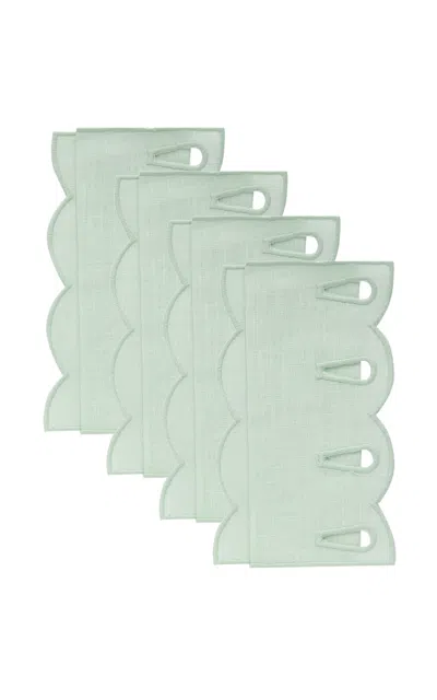 Moda Domus Set-of-four Handcrafted Linen Cocktail Napkins In Green