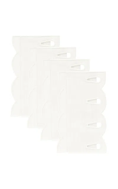 Moda Domus Set-of-four Handcrafted Linen Cocktail Napkins In White