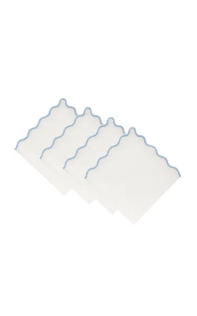 Moda Domus Set-of-four Handcrafted Linen Napkins In Blue