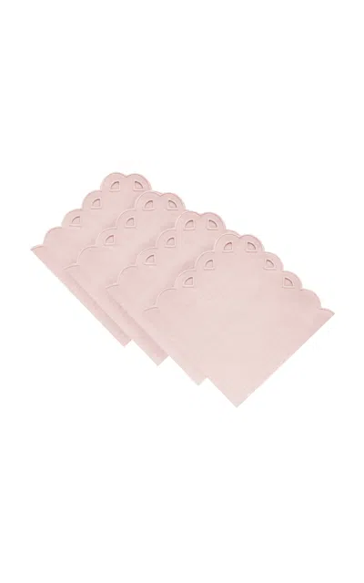 Moda Domus Set-of-four Handcrafted Linen Napkins In Pink