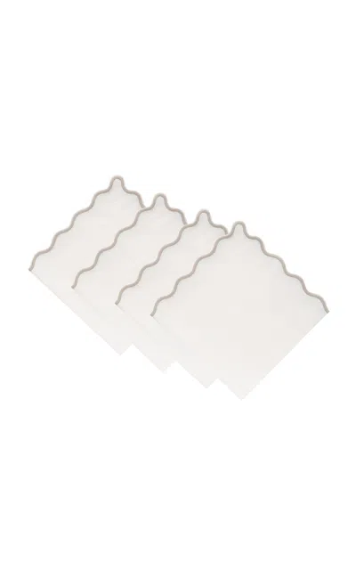 Moda Domus Set-of-four Handcrafted Linen Napkins In Taupe