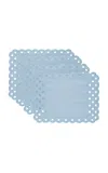 Moda Domus Set-of-four Handcrafted Linen Placemats In Blue