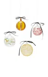 Moda Domus Set-of-four Mixed Hand-blown Glass Ornaments In Multi