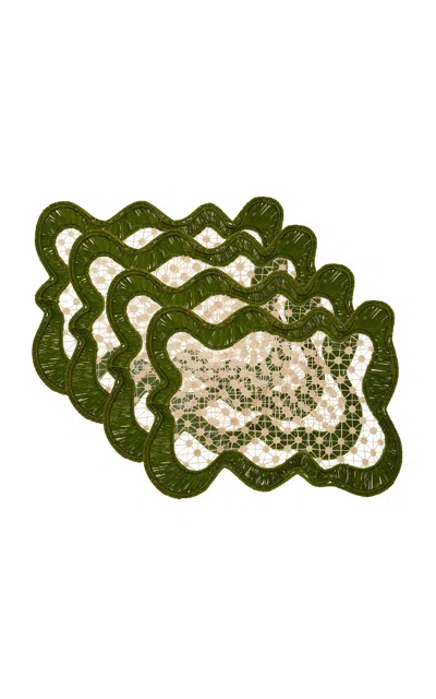 Moda Domus Set-of-four Pollera Raffia Placemats In Green