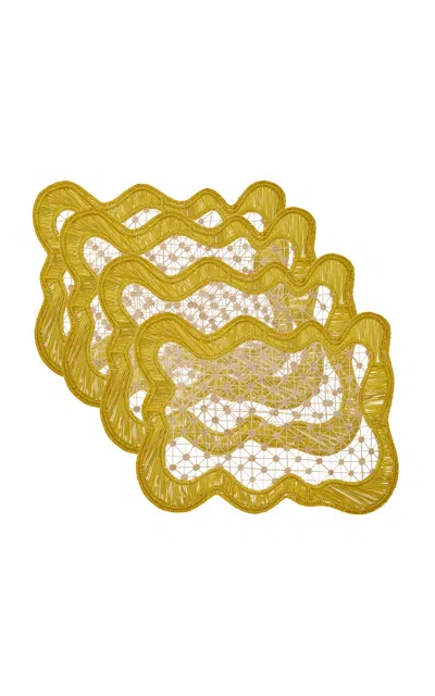 Moda Domus Set-of-four Pollera Raffia Placemats In Gold