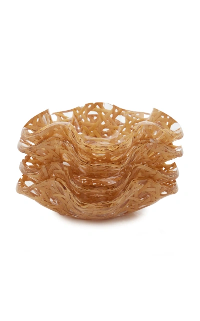 Moda Domus Set-of-four Rattan Dessert Bowls In Neutral