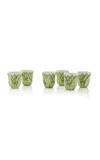Moda Domus Set-of-six Lily Of The Valley Ceramic Tumblers In Green