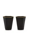 Moda Domus Set-of-two Gold-tipped Matte Glass Tumblers In Black