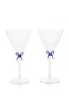 Moda Domus Set-of-two Handmade Martini Glasses In Blue