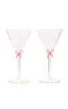Moda Domus Set-of-two Handmade Martini Glasses In Pink