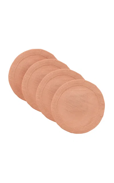Moda Domus - Set-of-four Linen Coasters - Orange In Neutral