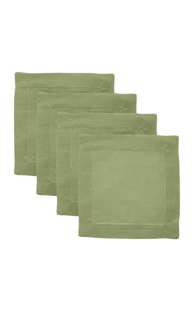Moda Domus - Set-of-four Linen Cocktail Napkins - Green