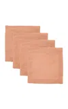Moda Domus - Set-of-four Linen Cocktail Napkins - Orange In Pink