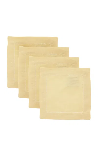 Moda Domus - Set-of-four Linen Cocktail Napkins - Yellow In Neutral