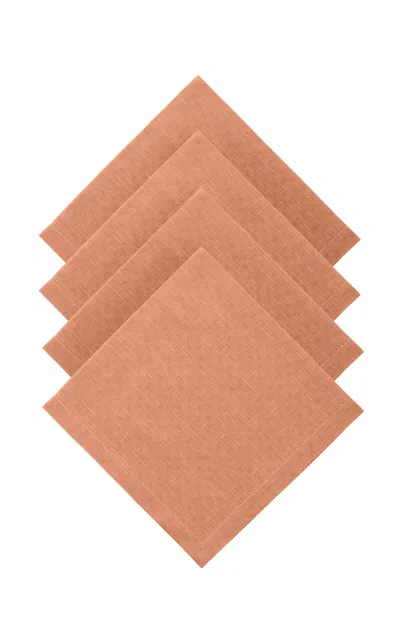 Moda Domus - Set-of-four Linen Dinner Napkins - Orange