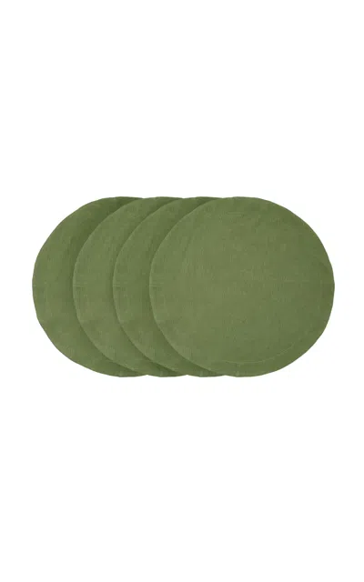 Moda Domus - Set-of-four Round Linen Placemats - Green
