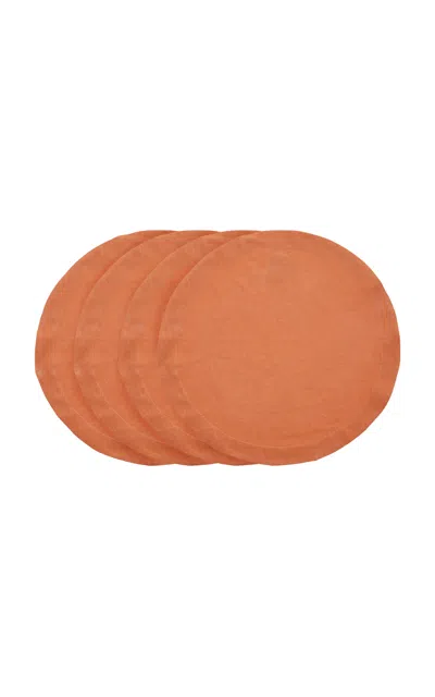 Moda Domus - Set-of-four Round Linen Placemats - Orange
