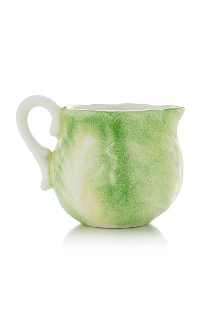 Moda Domus Small Handcrafted Ceramic Cabbage Creamer In Green