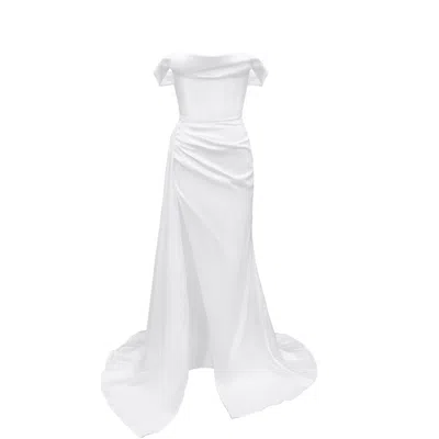 Moda Glam Women's Amélie Off-the-shoulder Gown- White