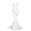 Moda Glam Women's Delphine Strapless Mermaid Gown- White In White