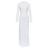 Moda Glam Women's Irina Long Sleeved Sequin Gown- White In White