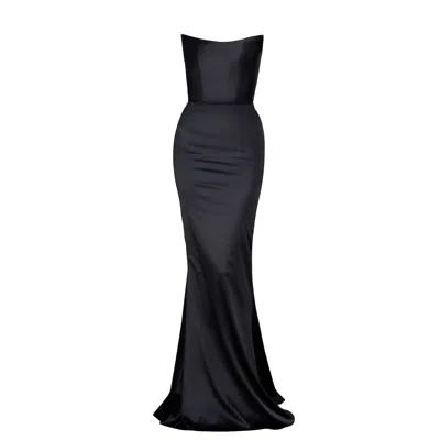 Moda Glam Women's Madison Strapless Corset Gown- Black