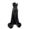Moda Glam Women's Monroe Strapless Gown W/ Side Sash- Black In Black