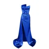 Moda Glam Women's Monroe Strapless Gown W/ Side Sash- Royal Blue In Blue