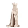 Moda Glam Women's Neutrals Monroe Strapless Gown W/ Side Sash- Champagne In White