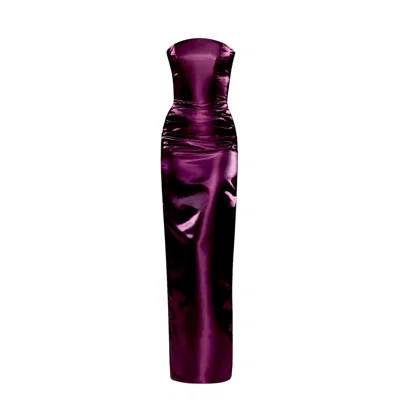 Moda Glam Women's Purple Lucia Strapless Corset Gown- Plum