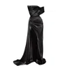 Moda Glam Women's Vienna Statement Bow Gown With Sash- Black In Black