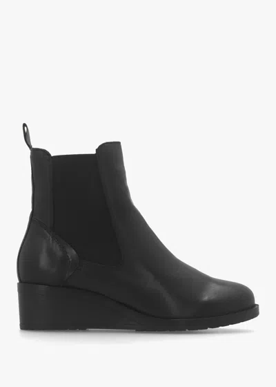Moda In Pelle Bezzie Black Leather Wedge Ankle Boots