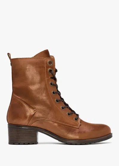 Moda In Pelle Bezzie Tan Leather Block Heel Ankle Boots