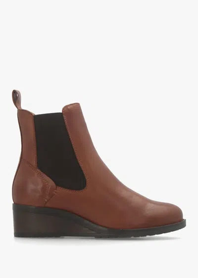 Moda In Pelle Bezzie Tan Leather Wedge Ankle Boots In Brown