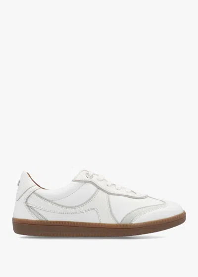 Moda In Pelle Brioni White Reptile Leather Low Profile Trainers In Animal Print