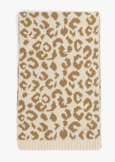 Moda In Pelle Cleo Beige Leopard Print Scarf In Brown