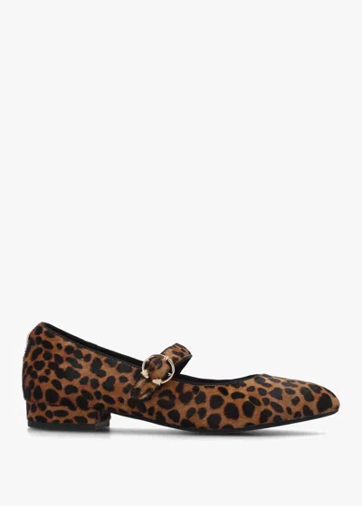 Moda In Pelle Firuta Leopard Pony Hair Mary Jane Pumps In Animal Print