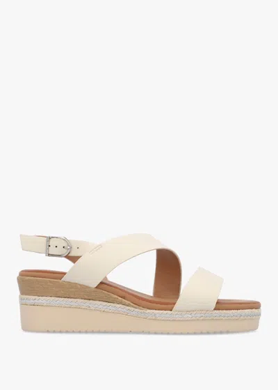 Moda In Pelle Joani Cream Strappy Low Wedge Sandals In White